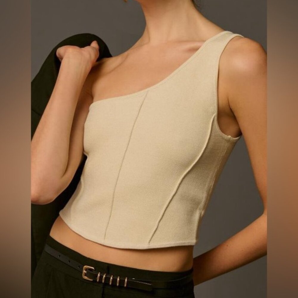 Anthropologie one-shoulder sweater corset top